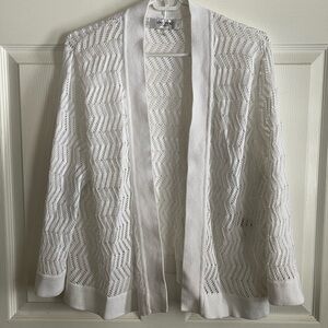 Jones Studio White Open-Front Cardigan